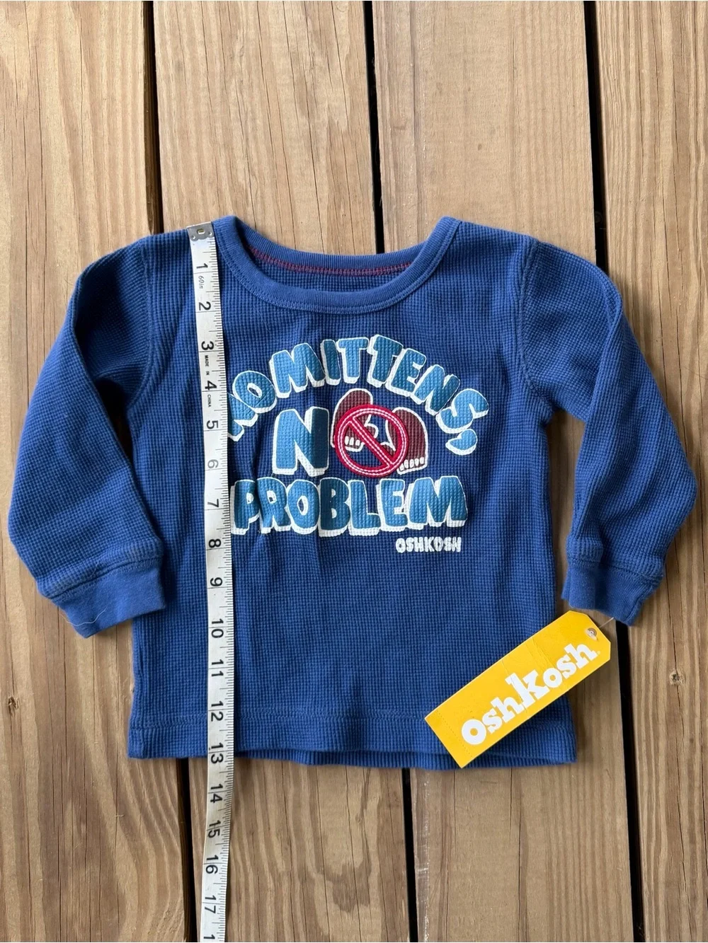 OshKosh B’gosh “No mittens, No problems” Thermal Shirt 18 Months New with Tags